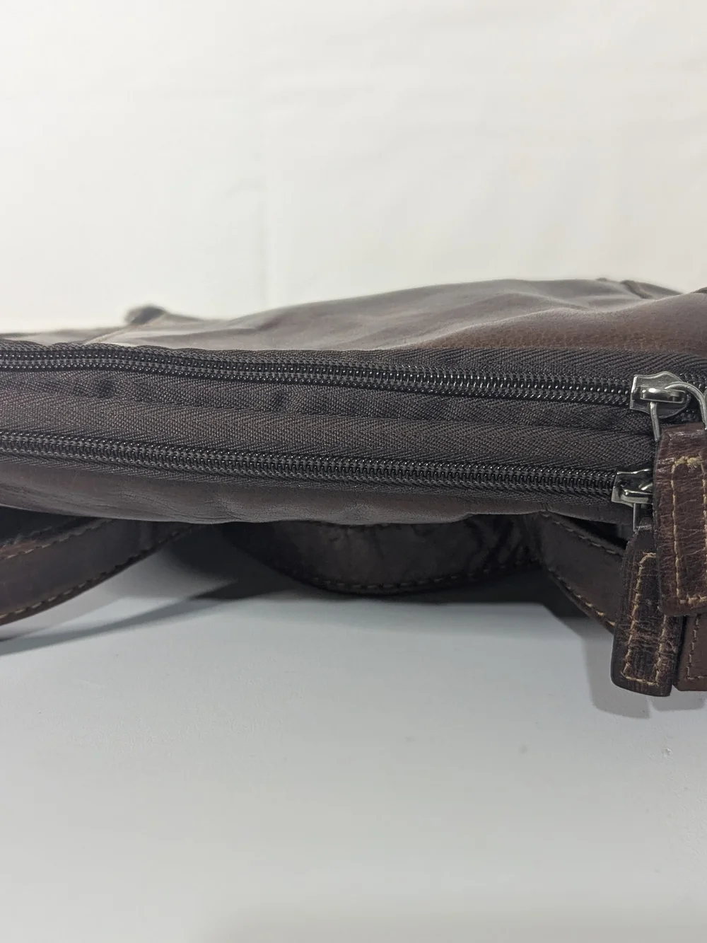 Jack Georges Brown Genuine Leather Backpack Daypack Travel Bag Vintage Distresse